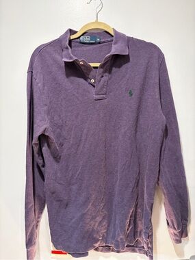 Polo by Ralph Lauren Purple Long-Sleeve Rugby Polo with Green Pony